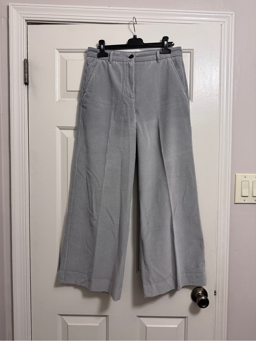 MaxMara Weekend Corduroy Wide-Leg Trouser Dusty Blue/Gray